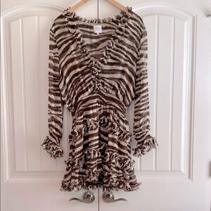 Misa Los Angeles Brown and White Striped Mini Dress